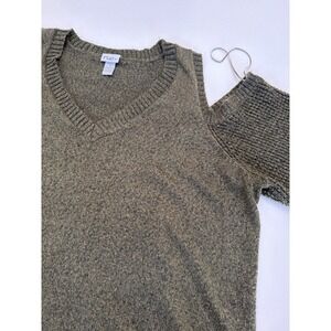Rue+ 4X Olive Green V Neck Sweater Plus Size Textured Sleeves Cozy Knit.    5022